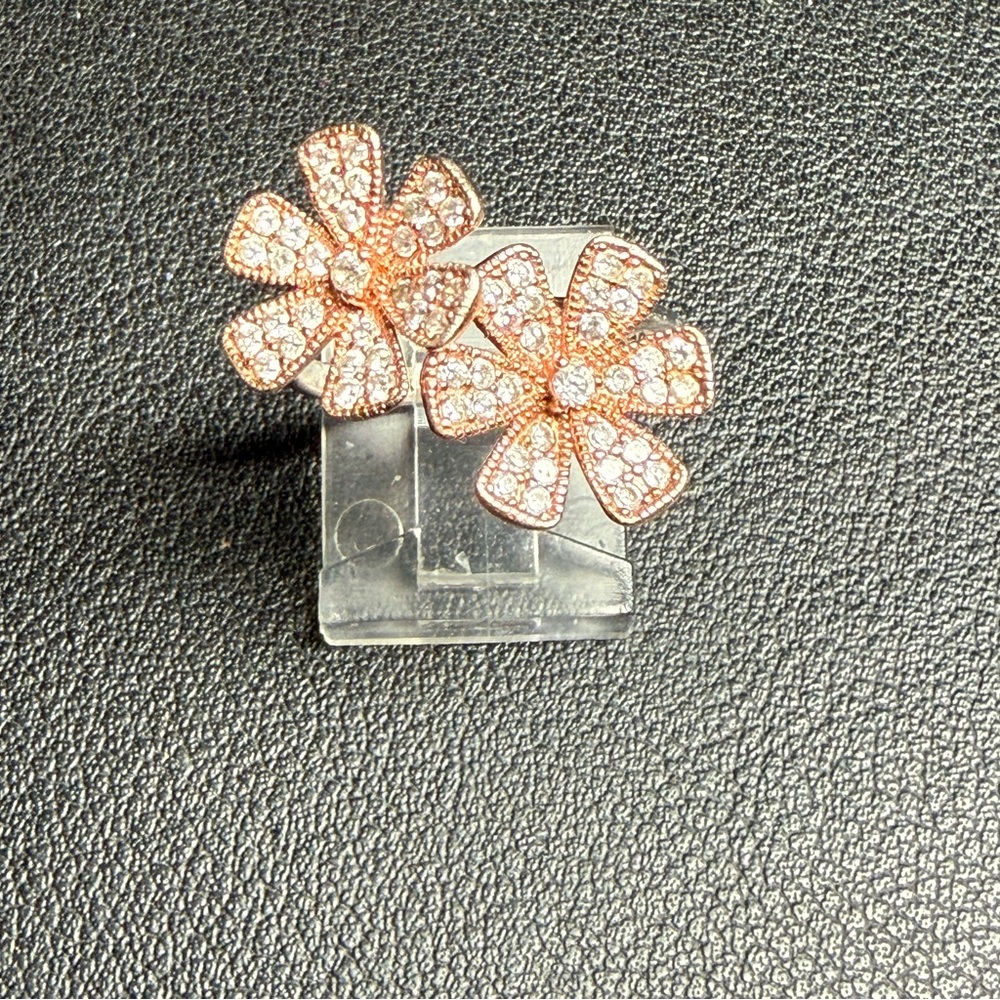 Sterling Rose Gold Nataliya V. Collister for AVON Double Flower Ring Size 7.5